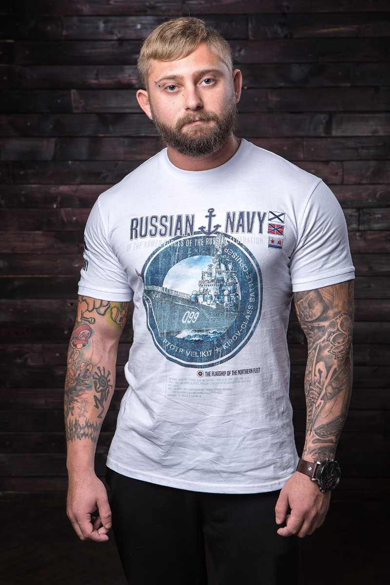 Футболка муж "ВМФ Крейсер Петр Великий" с подв., 95% хлопок, 5% лайкра